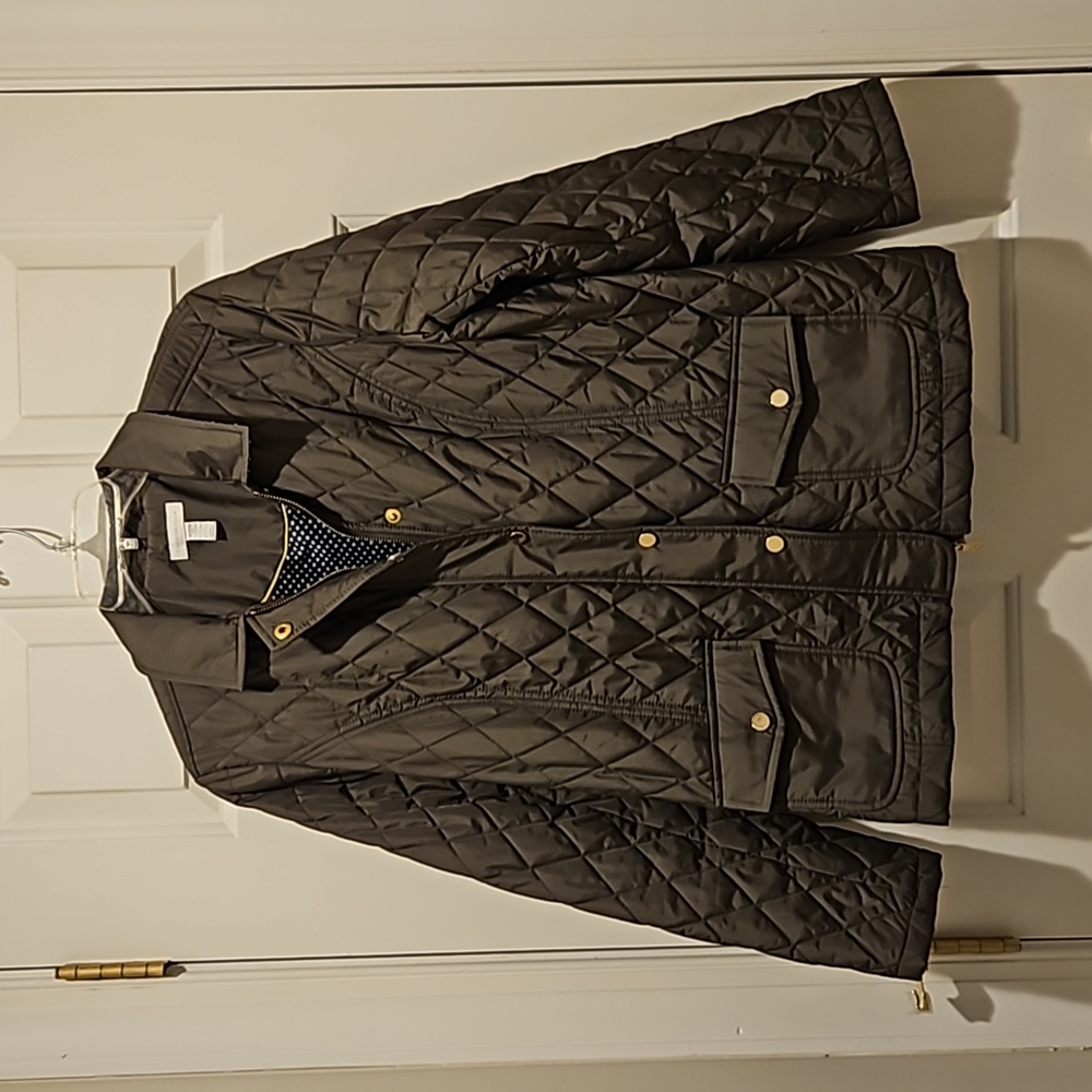 Quilted jacket charter club womens size medium olive green